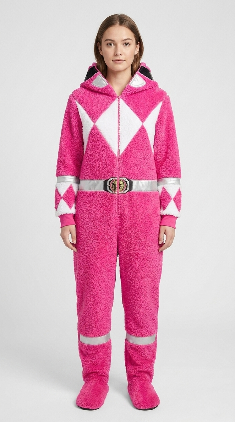 Pink Ranger Onesie - Hood Down