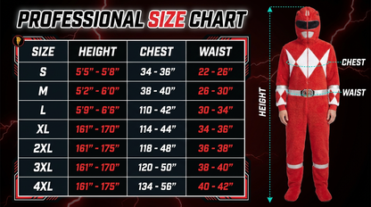 Power Rangers Onesie Size Chart